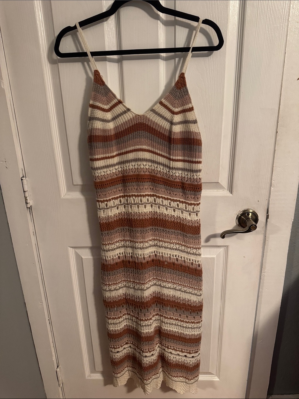 Freshman Striped Knit Midi Dress in Cream, Tan and Brown